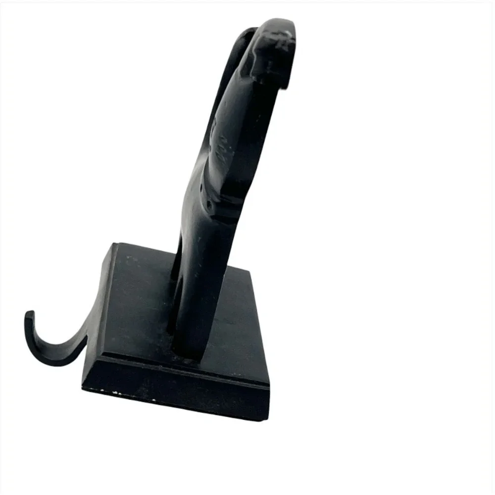 Black Cat Stocking Holder Santa Hat Cast Metal Mantel‎ Hook Christmas Vintage